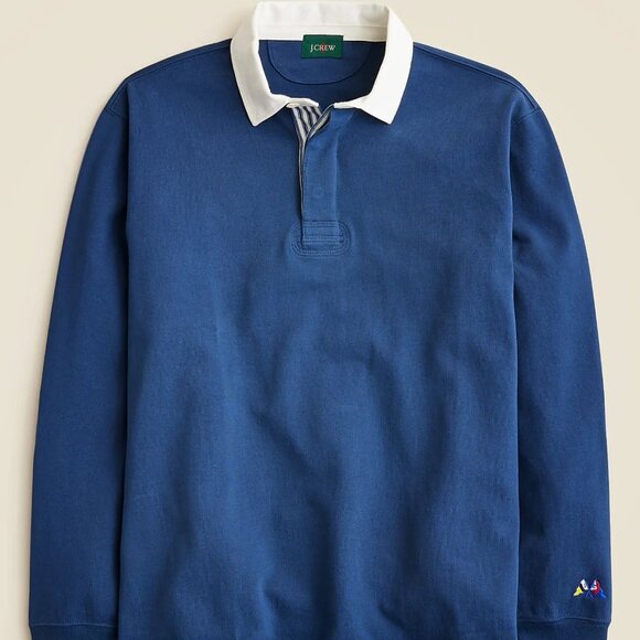 J. Crew Rugby Shirt with Striped Placket - Picture 1 of 2